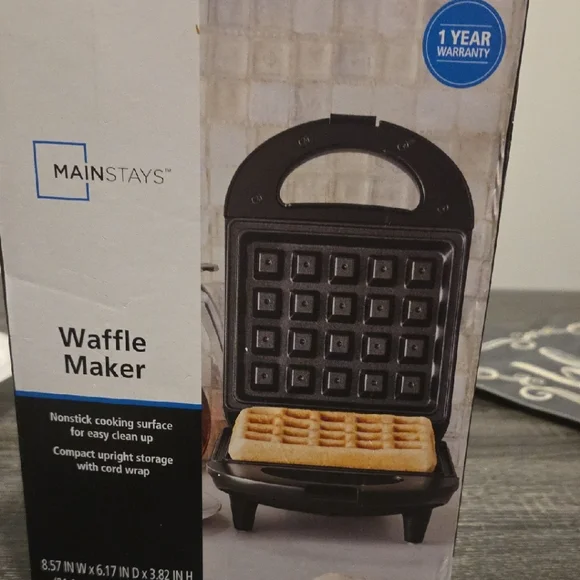 Mainstays Black Nonstick Waffle Maker - Picture 1 of 4